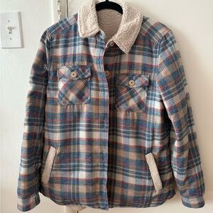 Marmot Plaid Jacket with Sherpa Collar - Blue, Red, Yellow